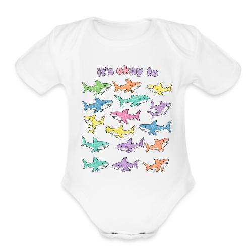 It’s Okay To – Cute Pastel Shark - Organic Short Sleeve Baby Bodysuit