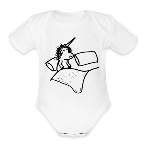 Waking up unicorn - Organic Short Sleeve Baby Bodysuit