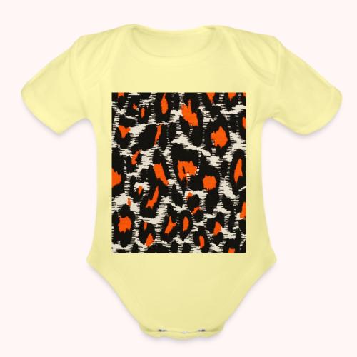 orange and black shaded leopard pattern - Organic Short Sleeve Baby Bodysuit