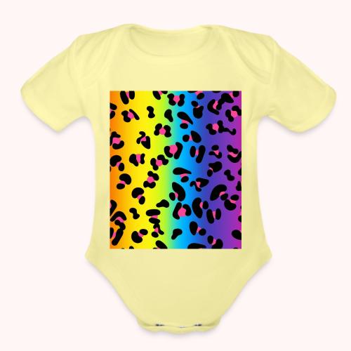 Colorful Leopard Pattern - Organic Short Sleeve Baby Bodysuit