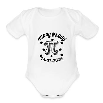 Happy Pi Day Math Teacher, Funny Math, math lover - Organic Short Sleeve Baby Bodysuit - white - Front