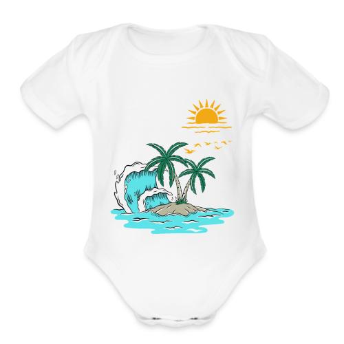 Retro Sunset Graphics - Organic Short Sleeve Baby Bodysuit