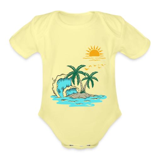 Retro Sunset Graphics - Organic Short Sleeve Baby Bodysuit