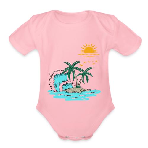 Retro Sunset Graphics - Organic Short Sleeve Baby Bodysuit