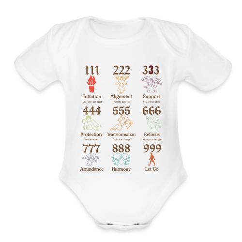 Mystic Angel Numbers Spiritual Symbols on Gildan - Organic Short Sleeve Baby Bodysuit