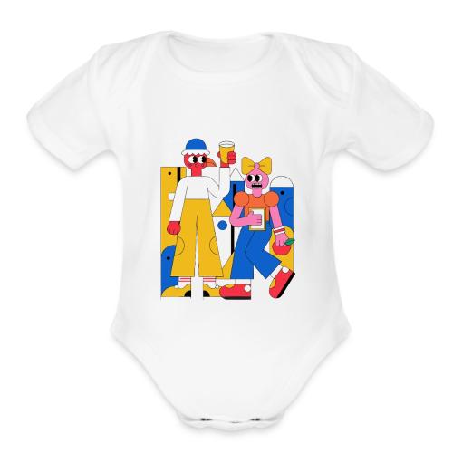 Bold Geometric Duo Pop Art - Organic Short Sleeve Baby Bodysuit