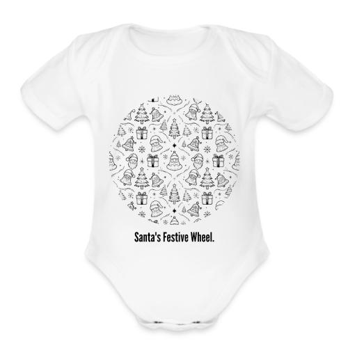 Santa's Festive Wheel T-Shirt - Organic Short Sleeve Baby Bodysuit