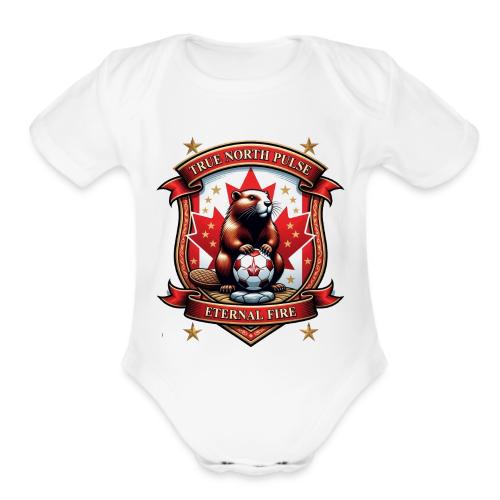 Canada Beaver Crest T-Shirt, Pride Badge Gift - Organic Short Sleeve Baby Bodysuit