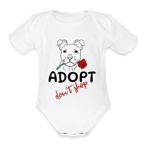 Retro Adopt Dont Shop Cute Puppy Rose Tee - Organic Short Sleeve Baby Bodysuit