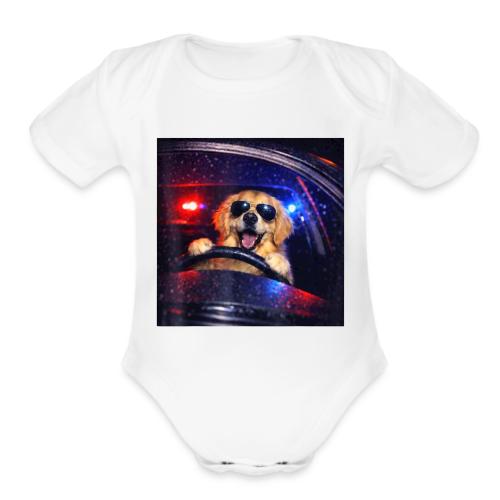 Funny Police Golden Retriever Meme Tee - Organic Short Sleeve Baby Bodysuit