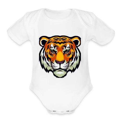 Tiger Fashion Feline Animal, Tiger Willing Success - Organic Short Sleeve Baby Bodysuit