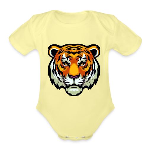 Tiger Fashion Feline Animal, Tiger Willing Success - Organic Short Sleeve Baby Bodysuit