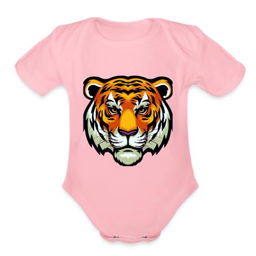 Tiger Fashion Feline Animal, Tiger Willing Success - Organic Short Sleeve Baby Bodysuit