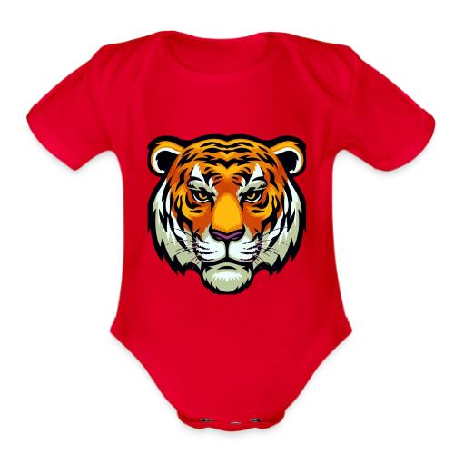 Tiger Fashion Feline Animal, Tiger Willing Success - Organic Short Sleeve Baby Bodysuit
