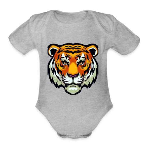 Tiger Fashion Feline Animal, Tiger Willing Success - Organic Short Sleeve Baby Bodysuit