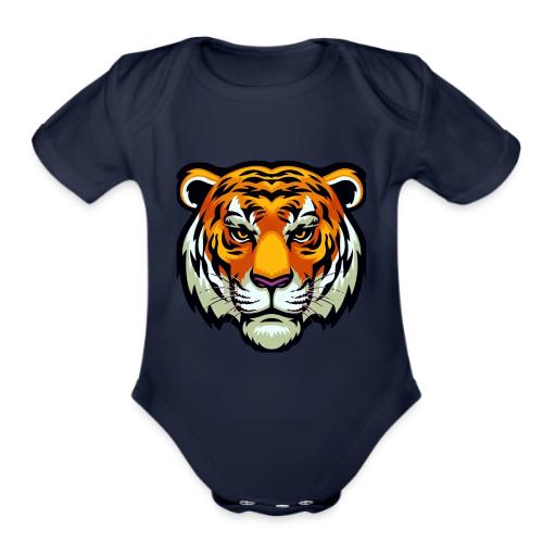 Tiger Fashion Feline Animal, Tiger Willing Success - Organic Short Sleeve Baby Bodysuit