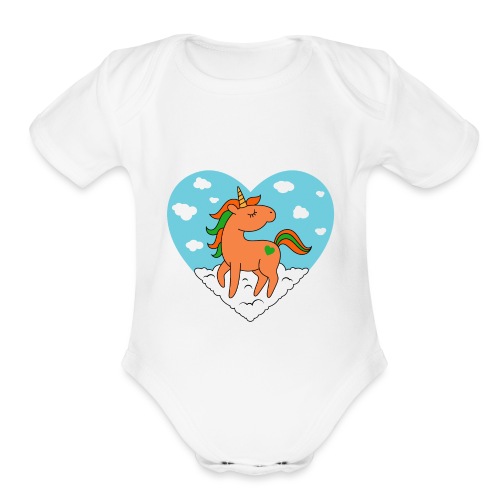 Unicorn Love - Organic Short Sleeve Baby Bodysuit