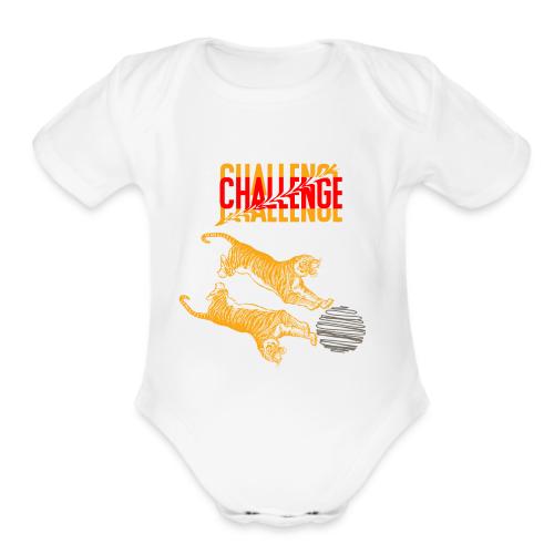 Double tiger fashion, jungle feline animals. - Organic Short Sleeve Baby Bodysuit