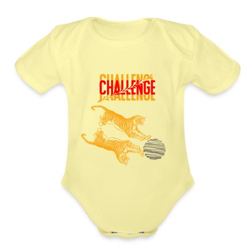 Double tiger fashion, jungle feline animals. - Organic Short Sleeve Baby Bodysuit