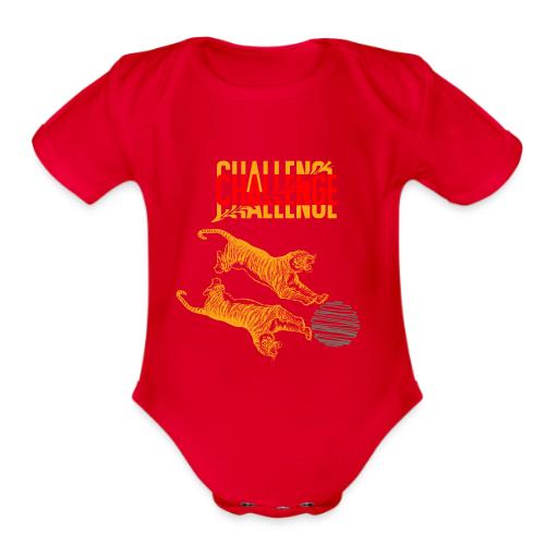 Double tiger fashion, jungle feline animals. - Organic Short Sleeve Baby Bodysuit