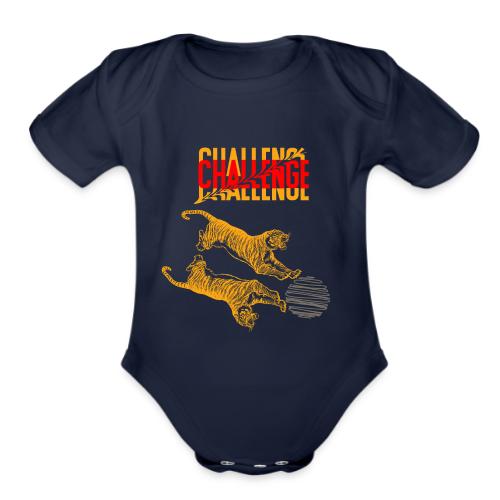 Double tiger fashion, jungle feline animals. - Organic Short Sleeve Baby Bodysuit