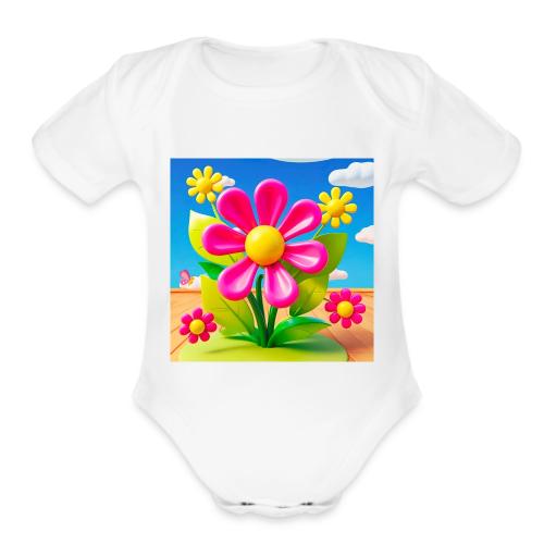 Pink Floral Peace | Sky & Nature Design - Organic Short Sleeve Baby Bodysuit