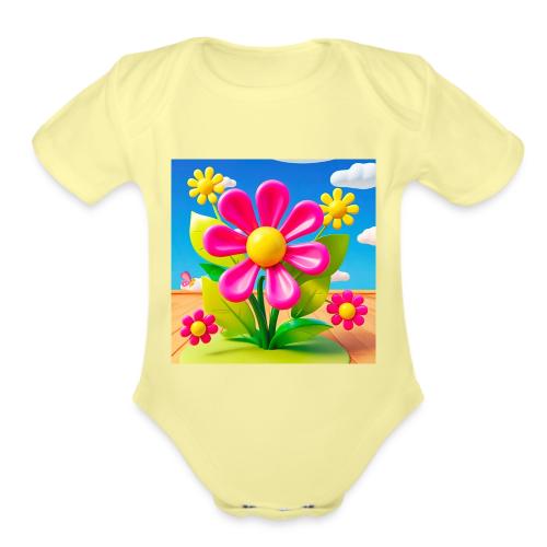 Pink Floral Peace | Sky & Nature Design - Organic Short Sleeve Baby Bodysuit