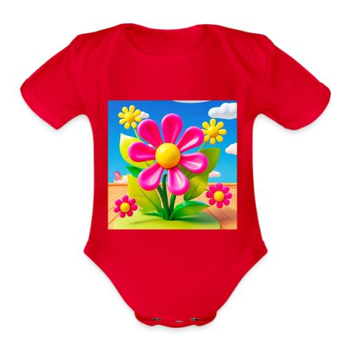 Pink Floral Peace | Sky & Nature Design - Organic Short Sleeve Baby Bodysuit