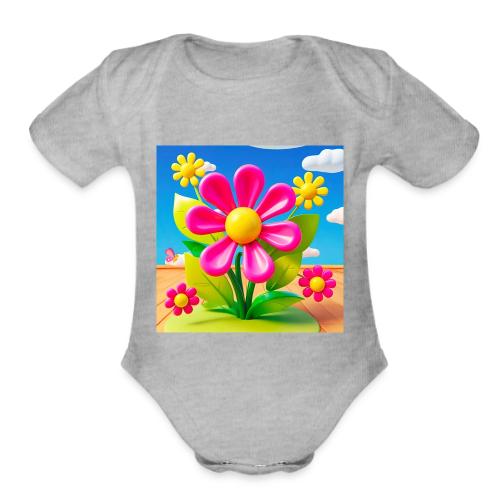 Pink Floral Peace | Sky & Nature Design - Organic Short Sleeve Baby Bodysuit