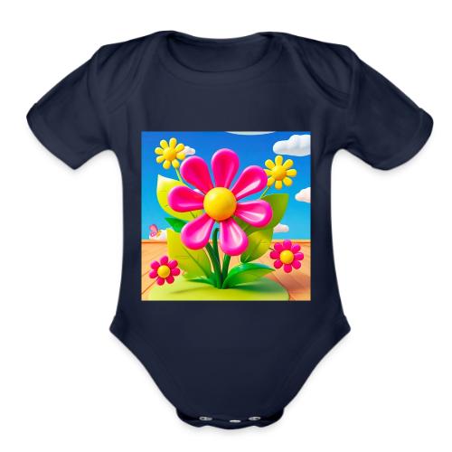 Pink Floral Peace | Sky & Nature Design - Organic Short Sleeve Baby Bodysuit