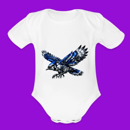Silver Blue Jay Dive - Organic Short Sleeve Baby Bodysuit