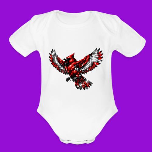 Silver Cardinal in Flight - Organic Short Sleeve Baby Bodysuit
