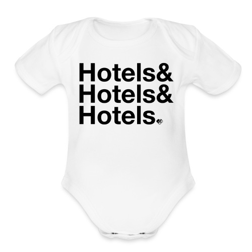 Hotels&Hotels&Hotels. - Black - Organic Short Sleeve Baby Bodysuit