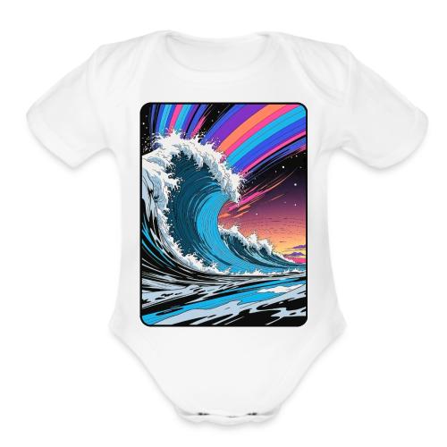 Rainbow Sky Dream Wave - Organic Short Sleeve Baby Bodysuit