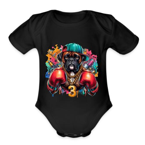 Boxer Dog Art - Organic Short Sleeve Baby Bodysuit