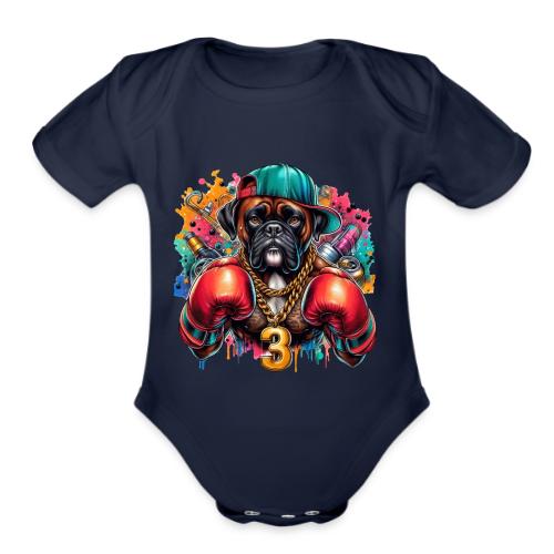 Boxer Dog Art - Organic Short Sleeve Baby Bodysuit