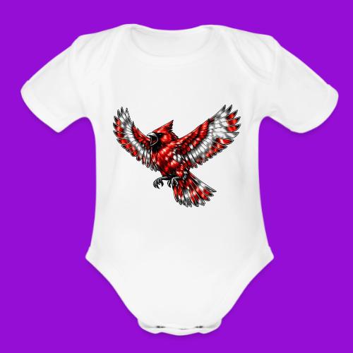 Cardinal in Flight - Organic Short Sleeve Baby Bodysuit