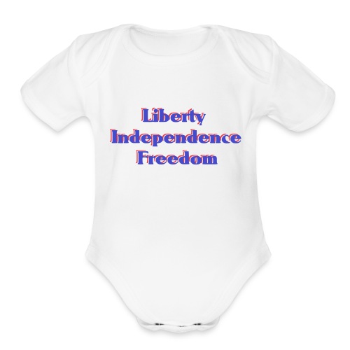 liberty Independence Freedom blue white red - Organic Short Sleeve Baby Bodysuit