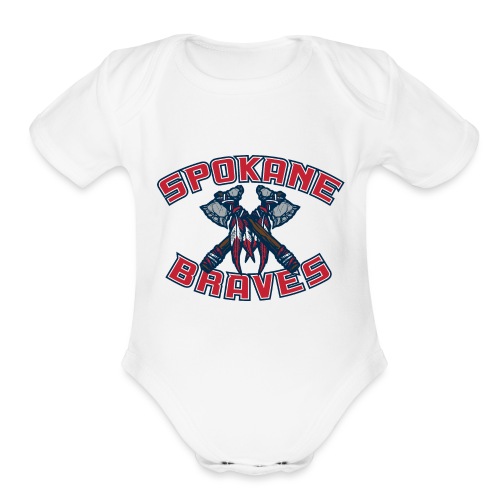 Spokane Braves Home Logo - Organic Short Sleeve Baby Bodysuit