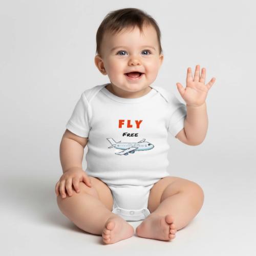 fly free design - Organic Short Sleeve Baby Bodysuit