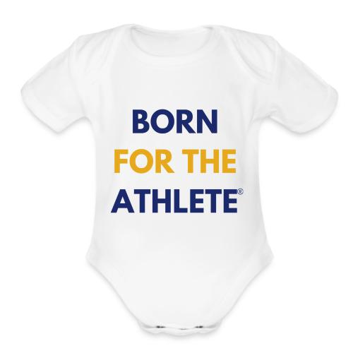 Born for the Athlete, Blue/Yellow - Organic Short Sleeve Baby Bodysuit