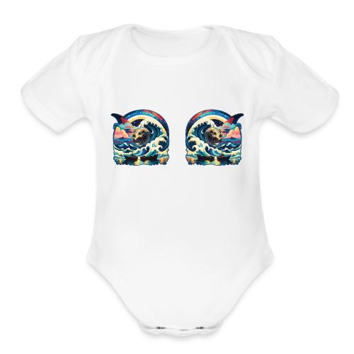 Moonlight Sun Waves - Organic Short Sleeve Baby Bodysuit