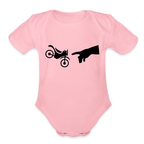 The hand of god brakes a motorcycle as an allegory - Organic Short Sleeve Baby Bodysuit