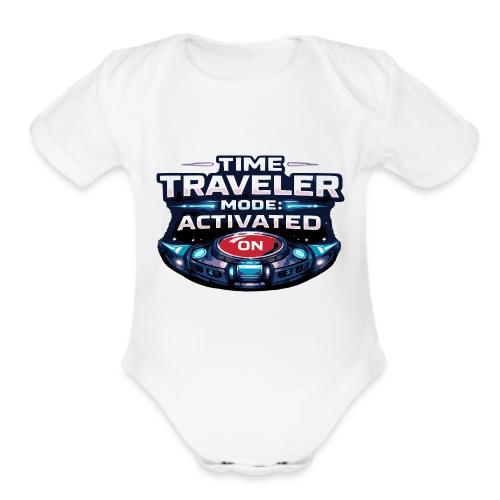 Time Traveler Mode – Futuristic Neon Sci-Fi Tee - Organic Short Sleeve Baby Bodysuit