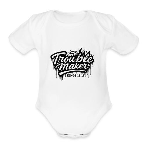 Troublemaker - Organic Short Sleeve Baby Bodysuit