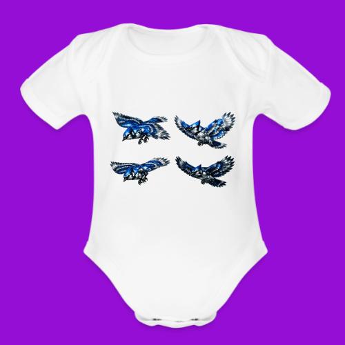 Silver Blue Jay Flight Stages - Organic Short Sleeve Baby Bodysuit