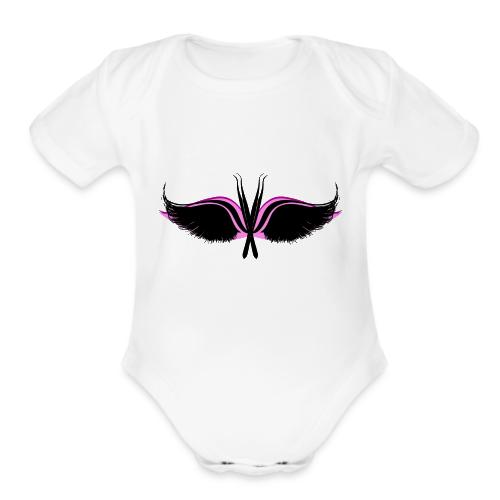 Lash Tweezer Wings black - Organic Short Sleeve Baby Bodysuit
