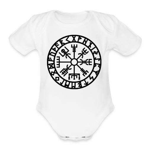 Viking Rune Vegvisir The Runic Compass - Organic Short Sleeve Baby Bodysuit