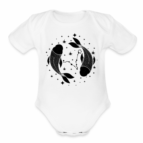 Zodiac sign Pisces Soulful Pisces February March - Organic Short Sleeve Baby Bodysuit