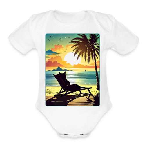 Sunset Cat - Organic Short Sleeve Baby Bodysuit
